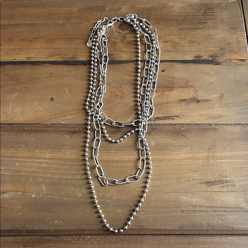 Elegant Silver Layered Necklace